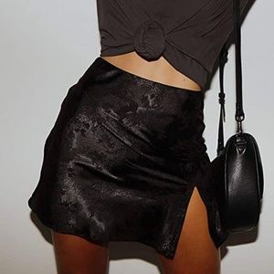 Black satin skirt